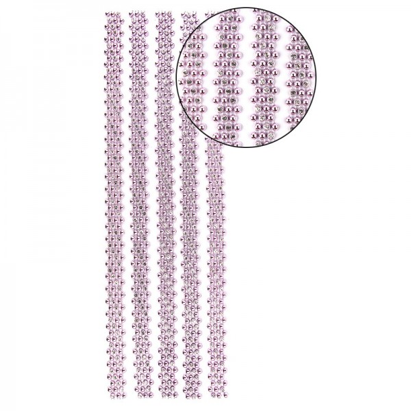 Premium-Schmuck-Bordüren "Royal", selbstklebend, 29cm, mit Glas-Kristallen, rosa