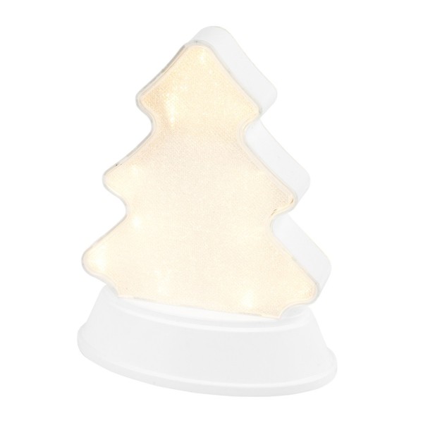 LED-Relaxleuchte, Tannenbaum, 14,5cm x 12cm, Diamant-Lichteffekt-Folie, inkl. Batterien, weiß