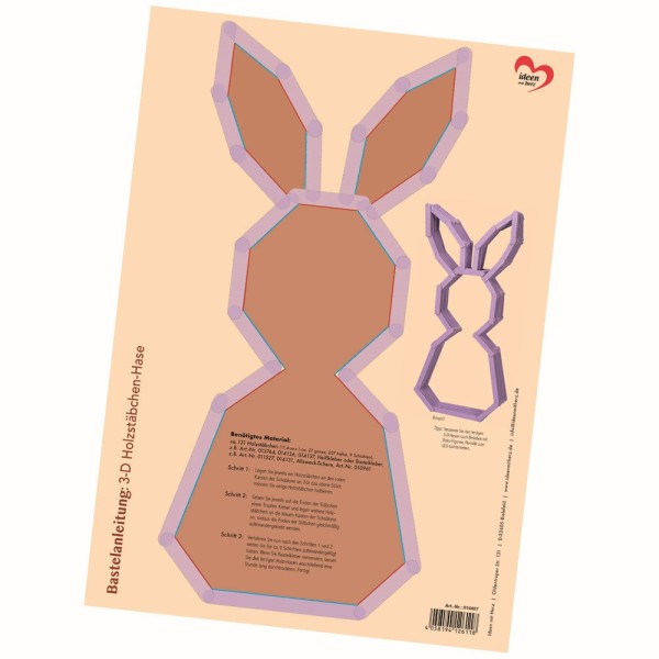 Vorlage: 3-D Holzstäbchen-Hase, DIN A3