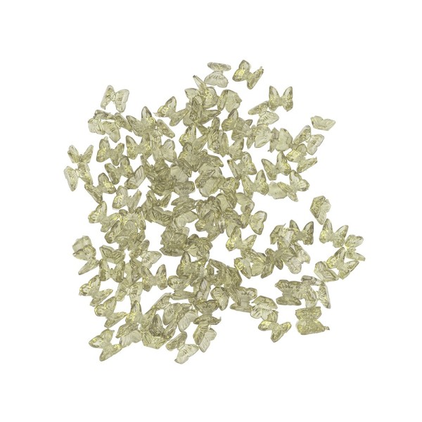 Miniatur-Schmuckstein-Schmetterlinge, transparent, 0,6cm x 0,6cm x 0,3cm, waldgrün, 100 Stück