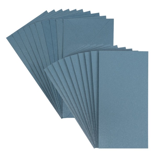 Grußkarten, Perlmutt, taubenblau, DIN lang, 250 g/m², inkl. Umschläge, 10 Stück