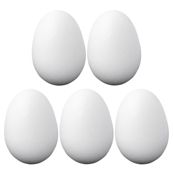 Styropor-Eier, 10cm hoch, Ø 7cm, 5 Stück