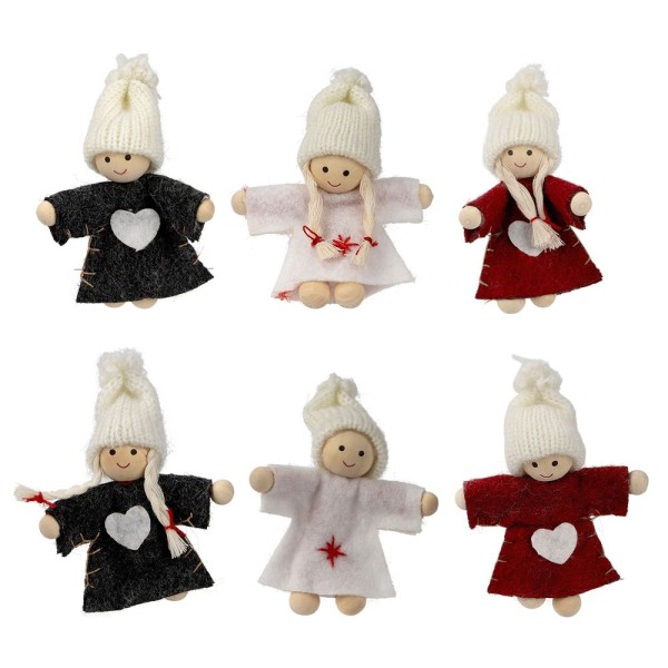 Winter-Püppchen, Polly & Alvin, 8cm hoch, 6 Stück