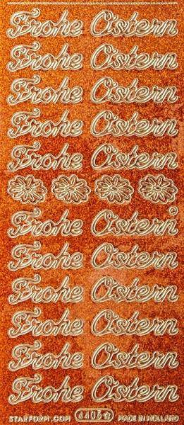 Microglitter-Sticker, "Frohe Ostern", orange