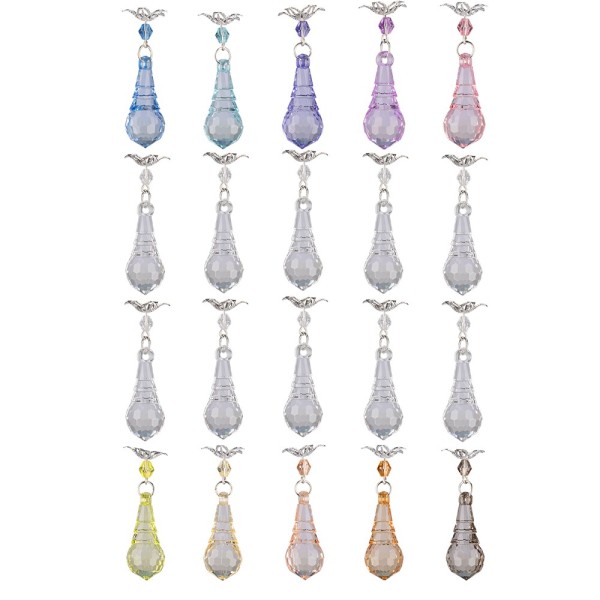 Acrylglas-Anhänger mit Perlenkappe, Design 6, 5,5cm x 1,5cm, 11 verschiedene Farben, 20 Stück