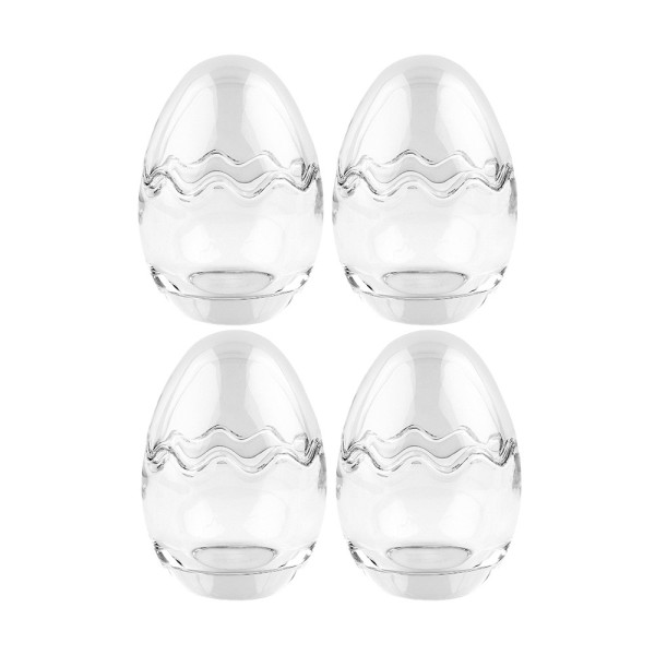 Glas-Eier, 2-teilig, Ø 5,5cm, 7,6cm hoch, abnehmbarer Deckel, klar, 4 Stück