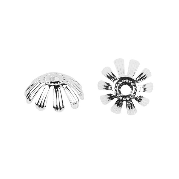 Perlenkappen, Design 5, für Perlen mit Ø 10mm, silber, 20 Stück