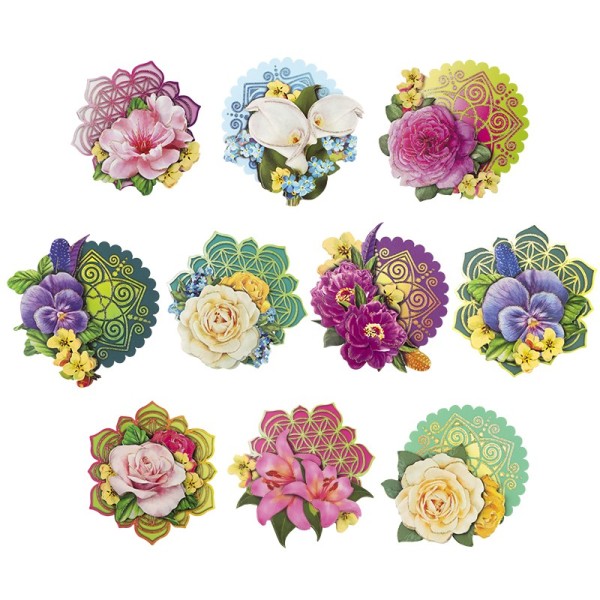 3-D Motive, Blumen der Liebe und des Lebens, 8-9,5cm, 10 Motive