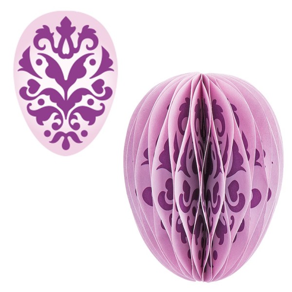 Waben-Stanzteile, Osterei, Ornament flieder/rosa, 5,5cm x 7,5cm, 100 Stück