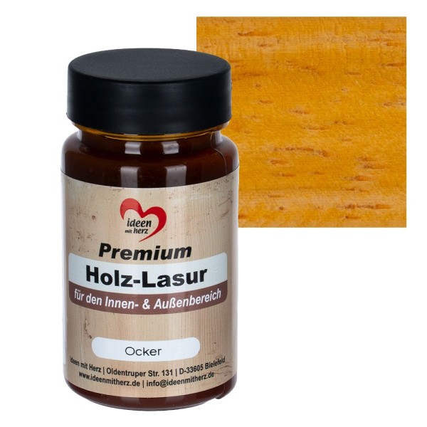 Premium-Holz-Lasur, für den Innen- und Außenbereich, 90ml, ocker