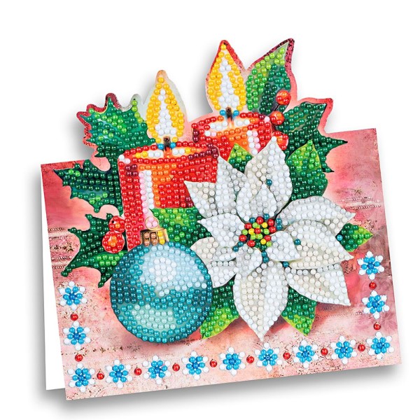 Diamond-Painting-Aufstellkarte, Kerzen mit Weihnachtsstern, 16,3cm x 16cm, inkl. Umschlag & Werkzeug