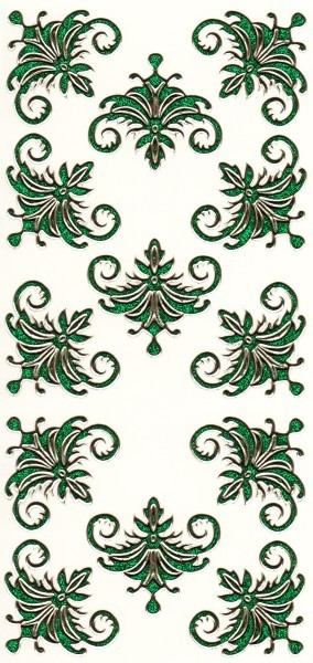 Microglitter-Sticker, Schnörkelornament 1, grün