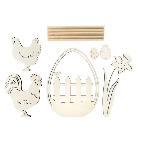 3-D Waldszene Zum Stecken - 7-teiliges Bastelset Aus Holz