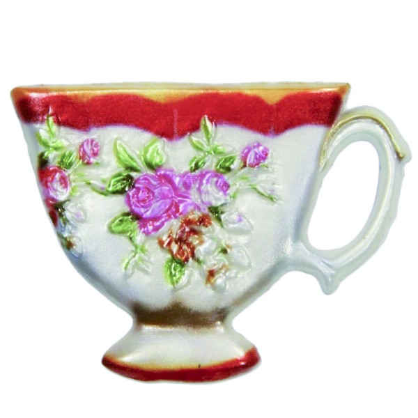 Wachsornament Tasse mit Blumenzierde, 4,5 x 6 cm, Design 4
