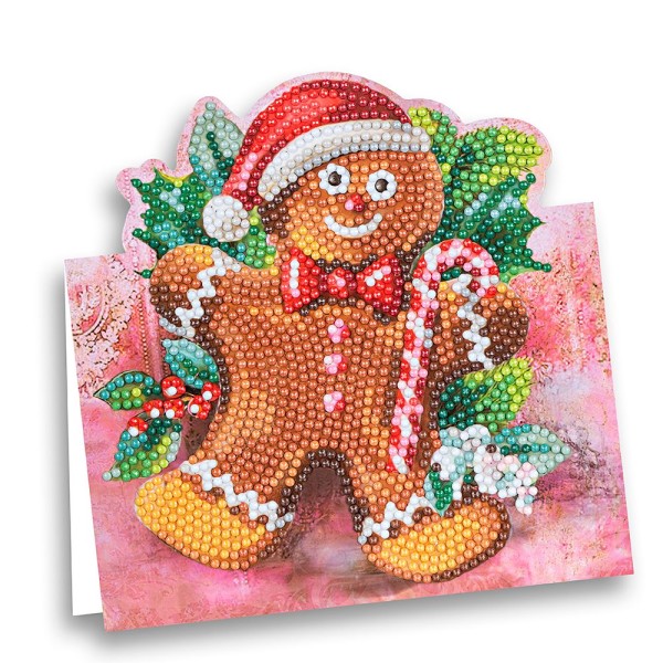 Diamond-Painting-Aufstellkarte, Lebkuchenmännchen, 16,3cm x 16cm, inkl. Zubehör