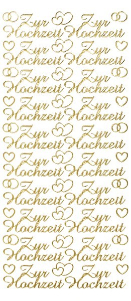 Sticker, Schrift, Zur Hochzeit, gold