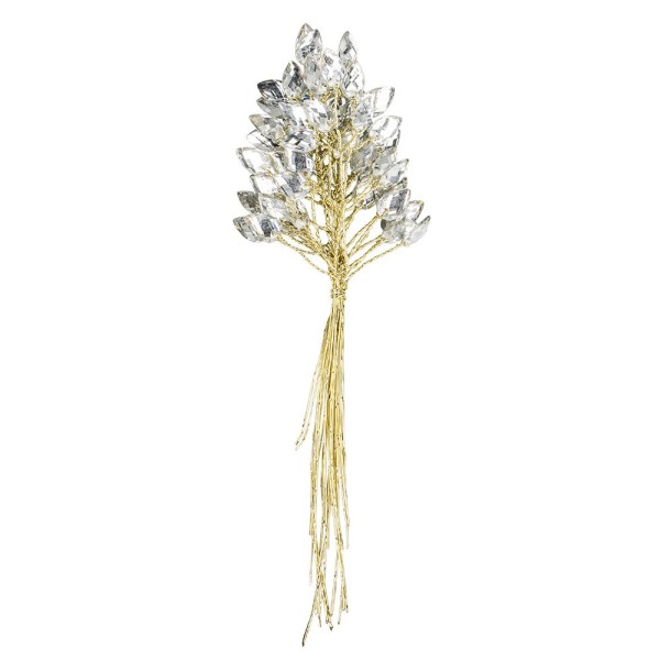 Kristallzweige, Tropfen, 14cm, silber hinterlegt, klar, 10 Stück