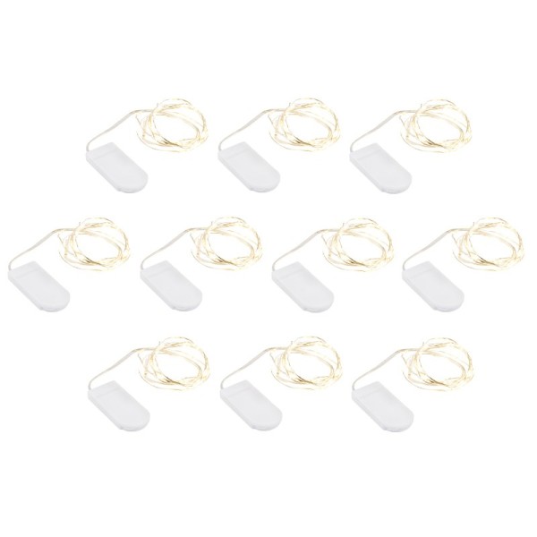 LED-Draht-Lichterketten, warmweiß, 20 LEDs, 1m lang, 10 Stück