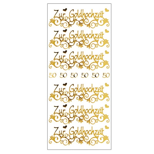 Sticker, Zur Goldhochzeit, Spiegelfolie, gold