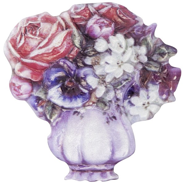 Wachsornament Blume 6, farbig, geprägt, 7cm