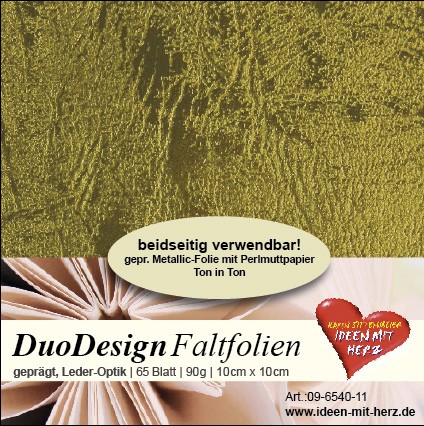 DuoDesign Faltfolien, Leder-Optik, 10cm x 10cm, 65 Blatt, oliv
