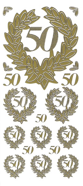 Sticker, Zahlen fürs Jubiläum 50, gold