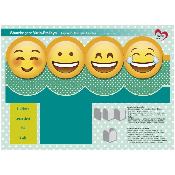 Stanzbogen, Vario-Smileys, DIN A4, Design 7