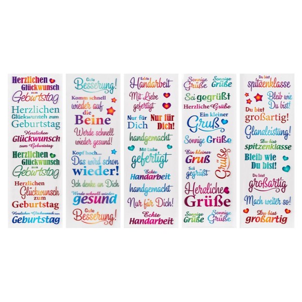 Glas-Relief-Transfers Deluxe, Anlässe & Wünsche 2, 10cm x 30cm, farbig, 5 Bogen