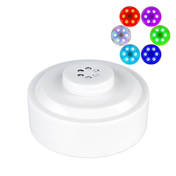 LED-Podest, rund, Ø 8,5cm, 4,2cm hoch, weiß, 6 LEDs, mit Farbwechsel, Timer-Funktion