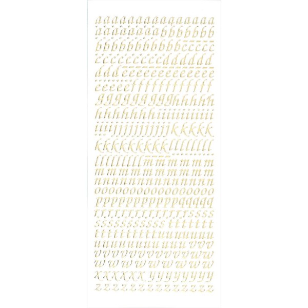 Sticker, Alphabet 1 Kleinbuchstaben, Spiegelfolie gold