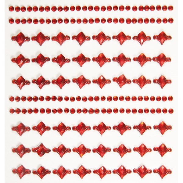 Ornament-Glitzerstein-Bordüren, selbstklebend, Design 1, rot