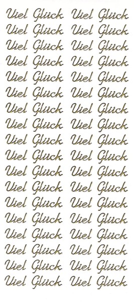 Sticker, Schrift, Viel Glück, gold