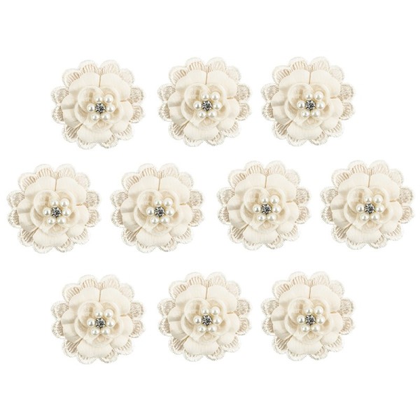 Spitzen-Blüten, mit Perlen, Ø 5cm, creme, 10 Stück