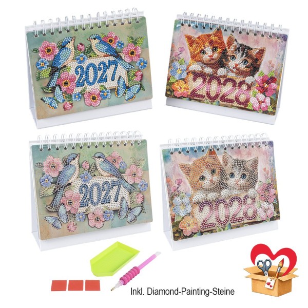 ExklusivBox: Diamond-Painting-Tischkalender für 2027 & 2028, 4-teilig