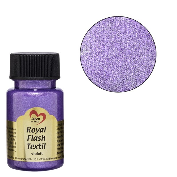Royal Flash Textil, Glitzer-Metallic-Farbe, 50 ml, violett