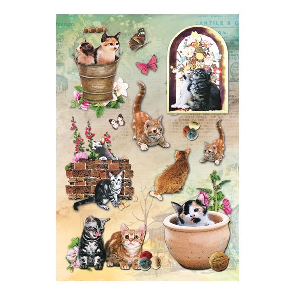3-D Stickerbogen, Katzen 1, 12,5 x 18,5 cm