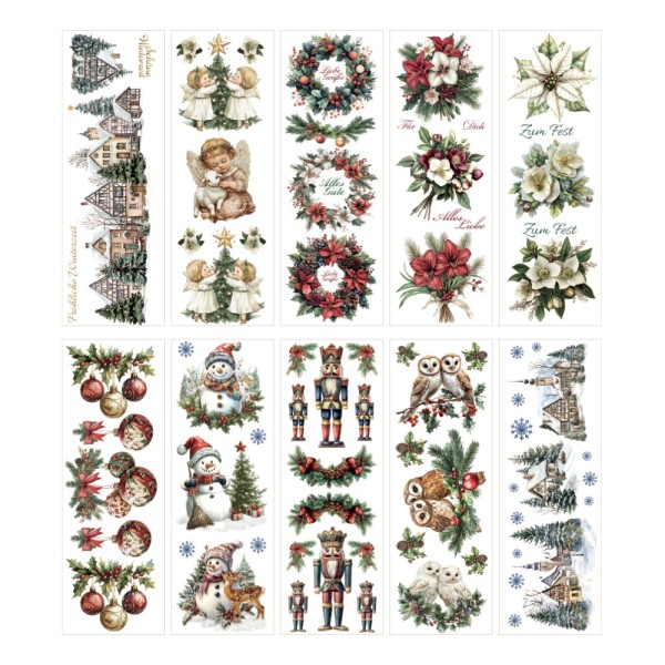 Aqua-Transfers Deluxe, Winterzeit & Wünsche, 10cm x 30cm, farbig, 10 Bogen