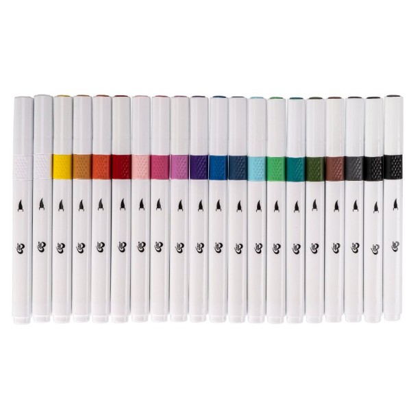 Premium Brush-Marker, 18 verschiedene Farben, mit weicher Pinselspitze, 20 Stück