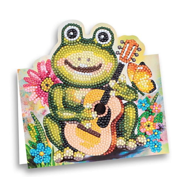 Diamond-Painting-Aufstellkarte, Frosch mit Gitarre, 16,3cm x 16cm, inkl. Zubehör