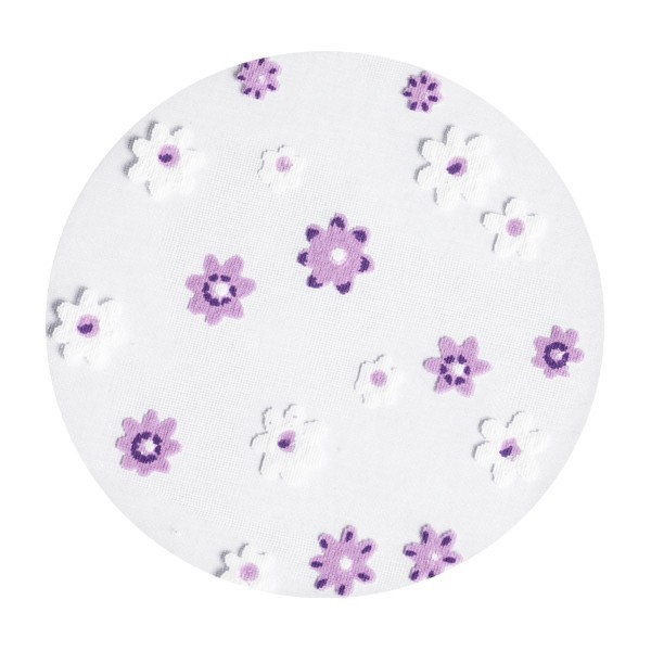 Organza-Kreise, Ø8cm, 50 Stück, Kleine Blüten, violett/weiß
