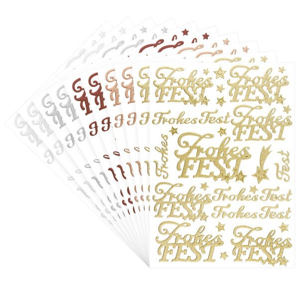 3-D Sticker, Deluxe Schriften, "Frohes Fest", 5 Farben, 10 Bogen