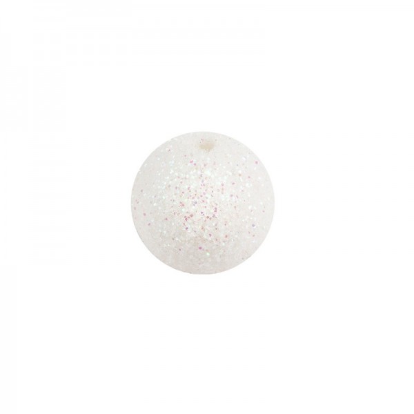Perlen, rund, glitzer, Ø 1,6cm, weiß, irisierend Glitzer, 19 Stück