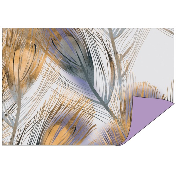 Faltpapiere Duo-Design 18, 10cm x 15cm, Federn/violett, 50 Stück