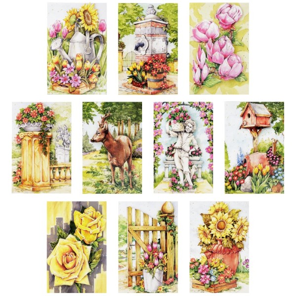 3-D Motive, Frühlingsgemälde, 9,5x14,5cm, 10 Motive