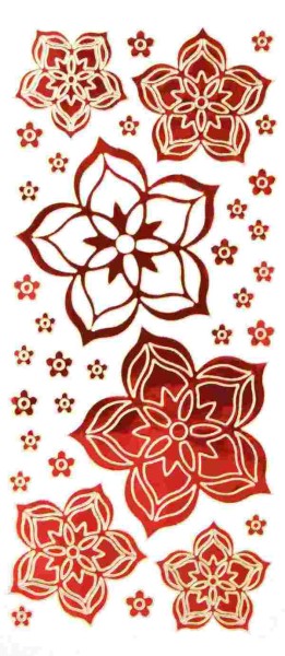 Sticker, Blüten, Spiegelfolie, rot