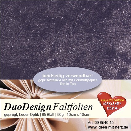 DuoDesign Faltfolien, Leder-Optik, 10cm x 10cm, 65 Blatt, dunkelflieder