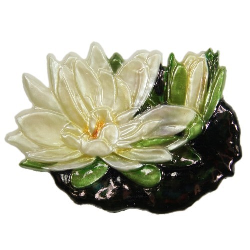 Wachsornament, Seerose, farbig, geprägt, 8,5x6,5cm, Design 2