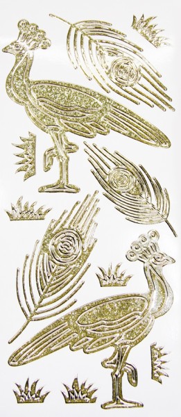 Microglitter-Sticker, Pfau, gold