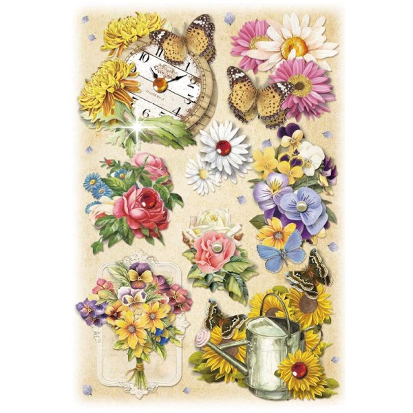 3-D Stickerbogen, Gartenblumen 1, 12,7 x 18,8 cm