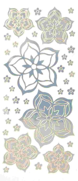Sticker, Blüten, Spiegelfolie, hellblau